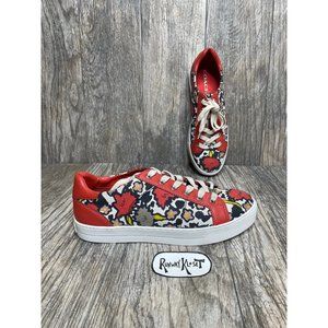 COACH Womens PADDY Floral Print Leather Trim Casual Sneakers size 9.5B